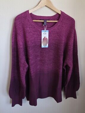 Gloria Vanderbilt Knit Sweater Dark Pink Ombre NWT 3X